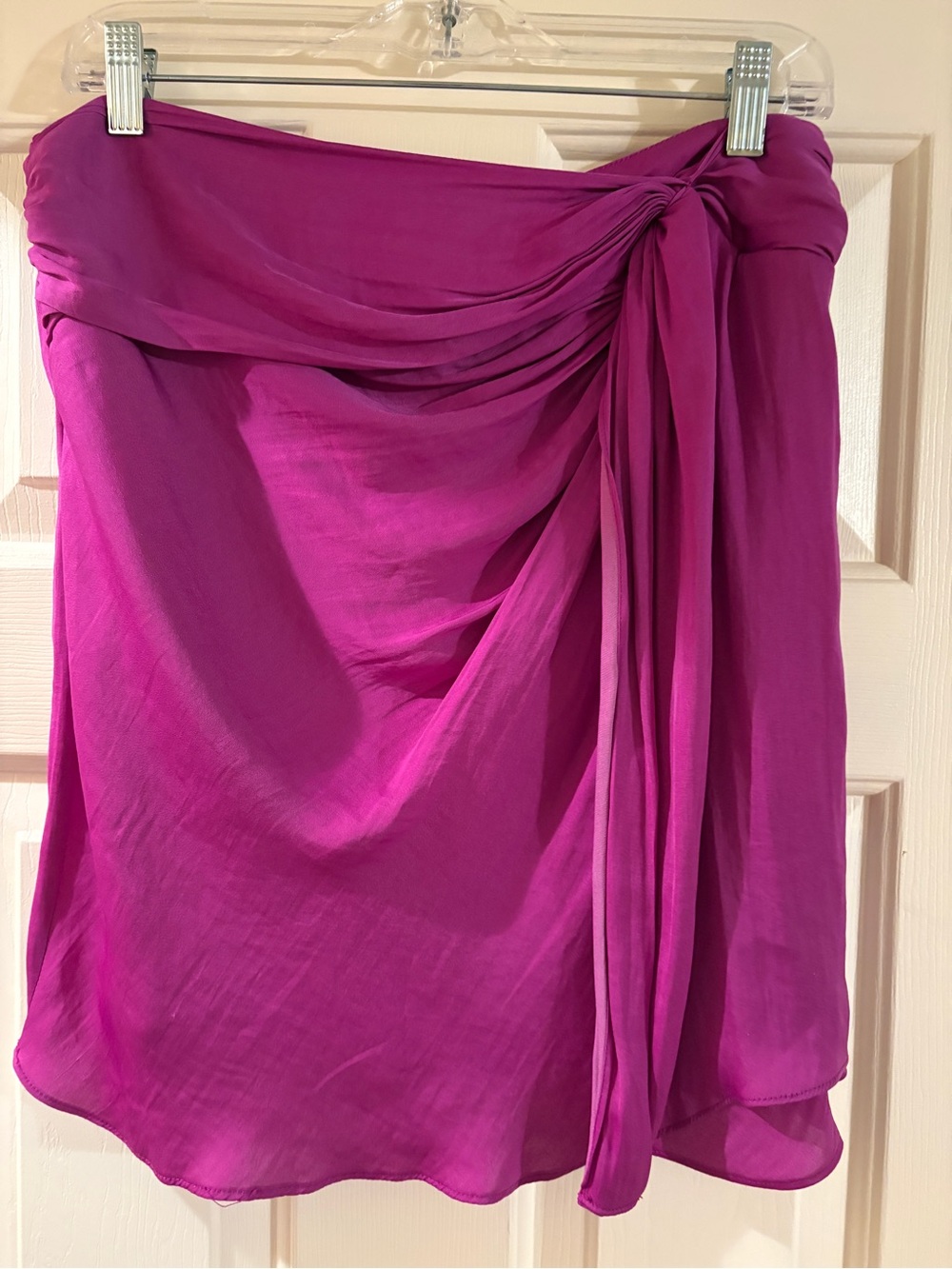 Naked Zebra satin wrap midi skirt in magenta/purple. Size L, new with tags.